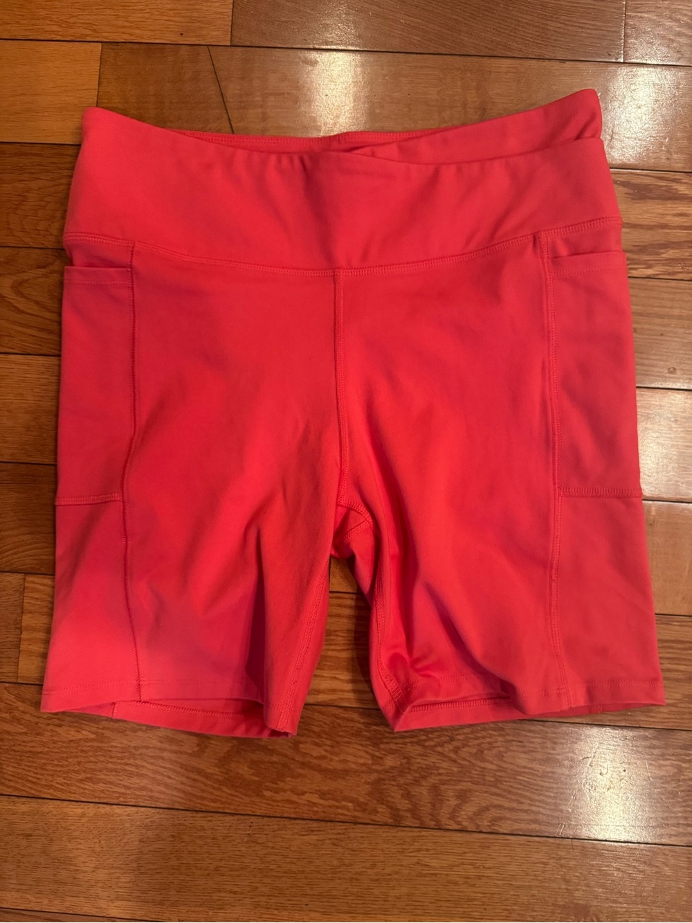 Freely Cross Waist Biker Shorts With Pockets Red Orange Size XL Like New